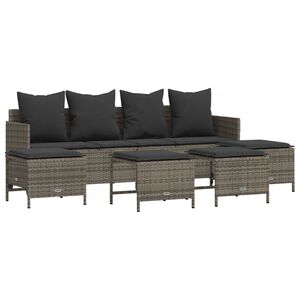 vidaXL Set Divano da Giardino 5 pz con Cuscini Grigio in Polyrattan