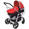 vidaXL Passeggino 3 in 1 in Alluminio Rosso e Nero