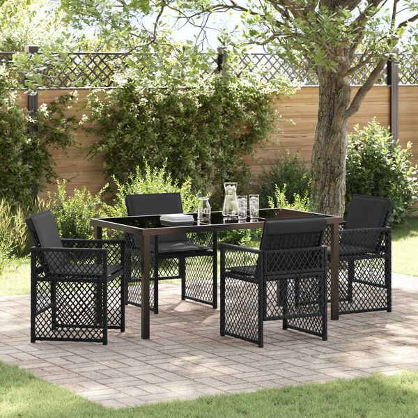 vidaXL Set da Pranzo per Giardino 5 pcs Nero polyrattan