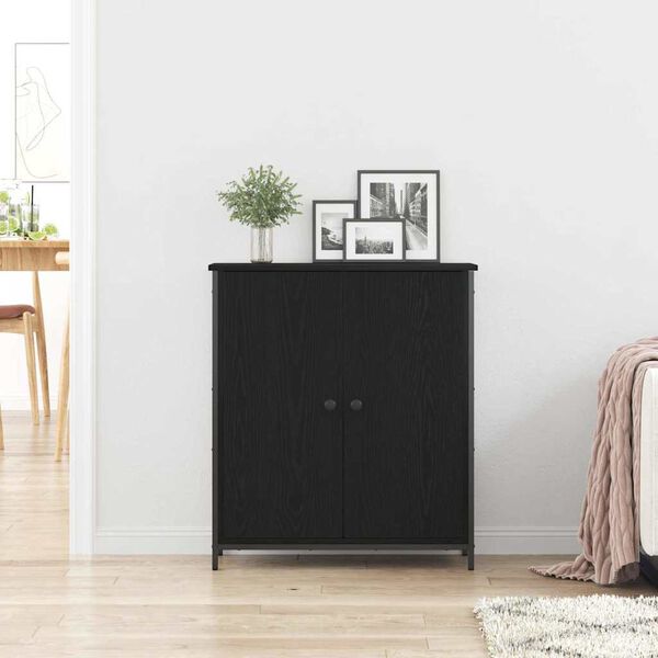 vidaXL Credenza Rovere Nero 70 x 30 x 80 cm Legno multistrato