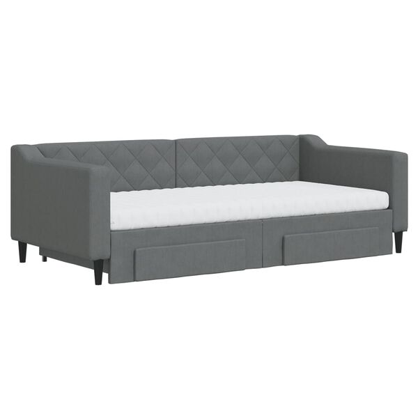 vidaXL Divano Letto Estraibile Cassetti Grigio Scuro 90x190cm Tessuto