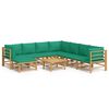 vidaXL Set Salotto da Giardino 9pz con Cuscini Verdi Bamb&ugrave;