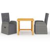 vidaXL Set Mobili da Pranzo per Giardino 3 pz Grigio