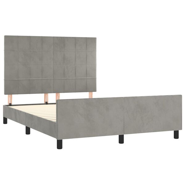 vidaXL Giroletto senza Materasso Grigio Chiaro 140x190 cm Velluto