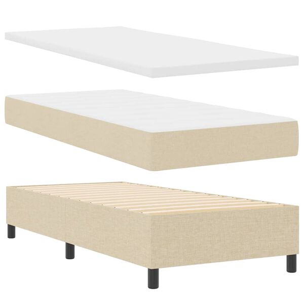 vidaXL Letto a molle con materasso Crema 100 x 200 cm Tessuto