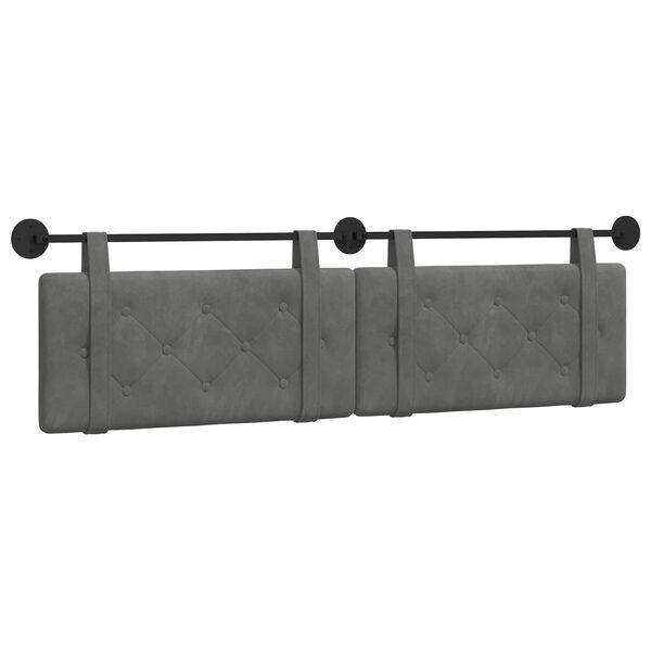 vidaXL Testata appesa Grigio scuro 170 x 55 x 5 cm Velluto