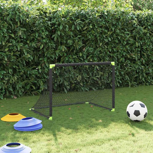 vidaXL Porta da Calcio per Bambini Pieghevole Nera 90x64x64 cm