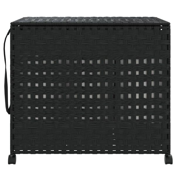 vidaXL Cesto Portabiancheria con Ruote Nero 66x35x60 cm Rattan