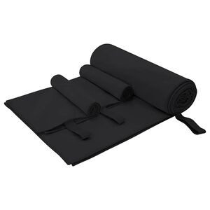 vidaXL Set di Asciugamani Sportivi 3 pz Nero 210 x 100 cm