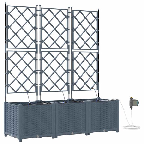 vidaXL Vaso da giardino 3 pcs Grigio Chiaro Acciaio