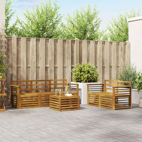 vidaXL Set divani 6 pcs Naturale Legno di Acacia Massello