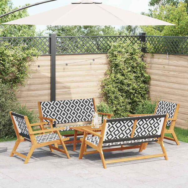 vidaXL Sedie da Giardino con Tavolo 5 pcs Nero 90 x 45 x 40 cm