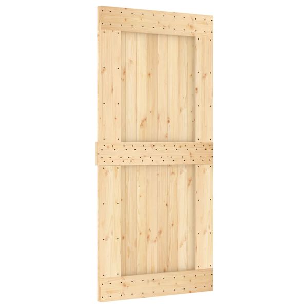vidaXL Porta Scorrevole con Set Hardware 95x210 cm Legno Massello Pino