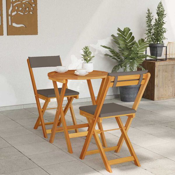 vidaXL Set da Pranzo per Giardino con cuscino 3 pcs Olio Naturale