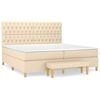 vidaXL Giroletto a Molle con Materasso Crema 200x200 cm in Tessuto
