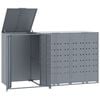 vidaXL Copribidone con Ruote per 3 Bidoni Grigio 207x79x117cm Acciaio