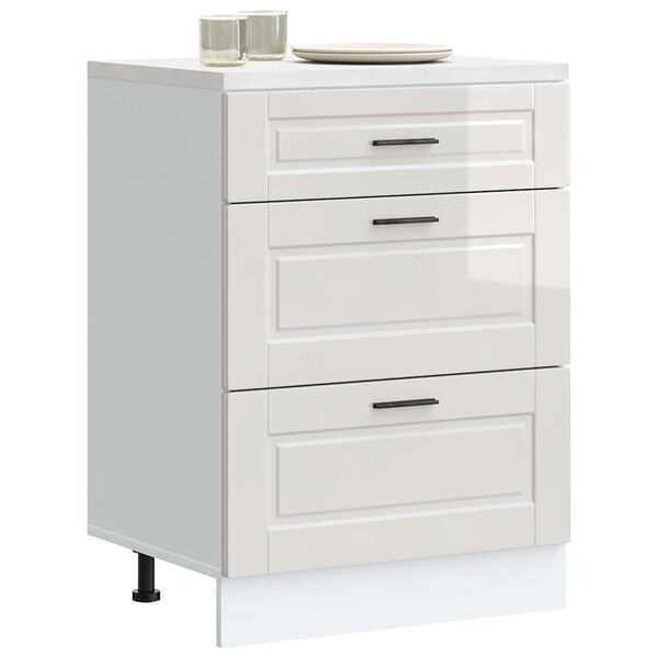 vidaXL Mobiletto da cucina "Porto" Bianco lucido in legno ingegnerizzato