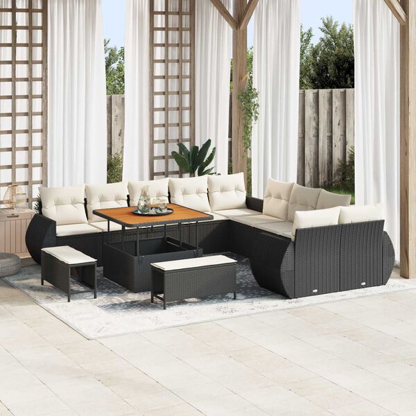 vidaXL Set Divano da Giardino 13 pcs Nero polyrattan