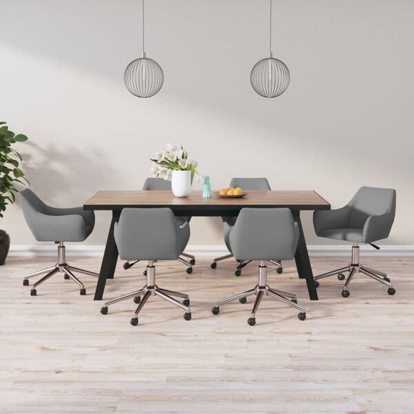 vidaXL Sedie da Pranzo Girevoli 6 pz Grigio Chiaro in Tessuto