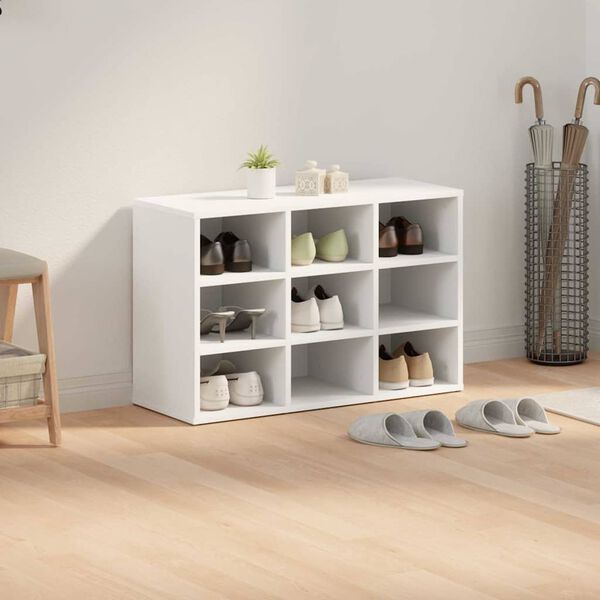 vidaXL Mobile per scarpe Bianco 77,5 x 30 x 51 cm Legno multistrato