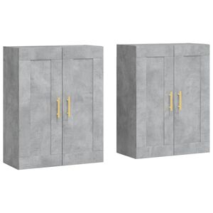 vidaXL Armadietti a Parete 2 pz Grigio Cemento in Legno Multistrato