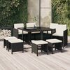 vidaXL Set da Pranzo da Giardino 9 pz con Cuscini Nero in Polyrattan