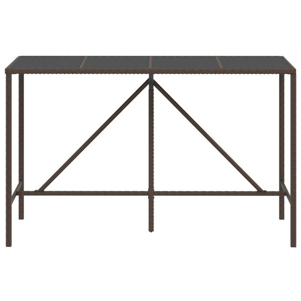 vidaXL Tavolo Bar con Piano in Vetro Marrone 180x70x110 cm Polyrattan