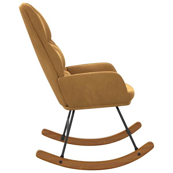 vidaXL Sedia a Dondolo Marrone in Velluto