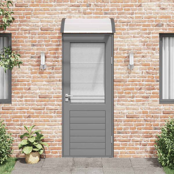 vidaXL Tettoia per Porta Nero e Trasparente 80x75 cm in Policarbonato