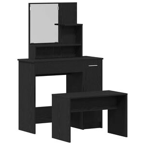vidaXL Set Tavolo da Trucco 2 pcs Rovere Nero Legno multistrato