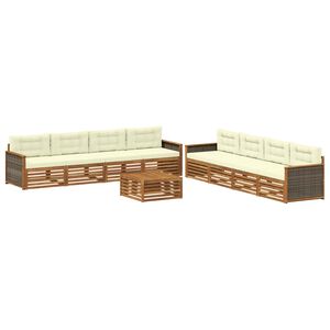 vidaXL Set di divani da esterno 9 pz Naturale e Crema