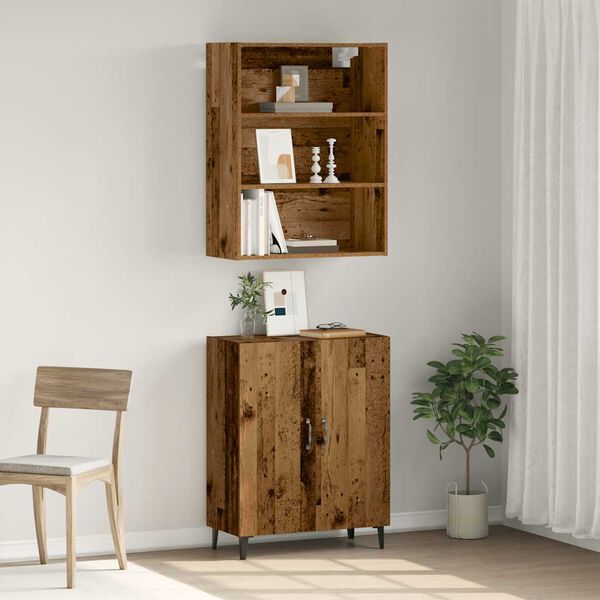 vidaXL Credenza con Pensile Legno Antico in Legno Multistrato