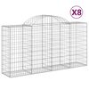 vidaXL Cesti Gabbioni ad Arco 8 pz 200x50x100/120 cm Ferro Zincato
