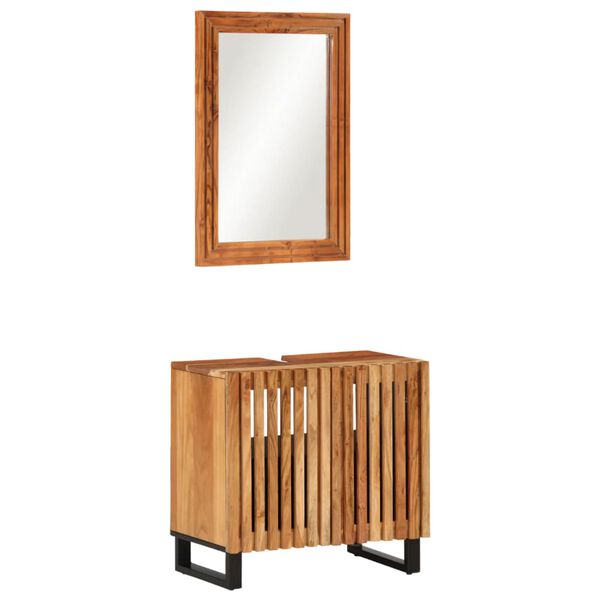 vidaXL Set Mobili da Bagno 2pz in Legno Massello di Acacia