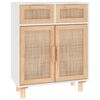 vidaXL Credenza Bianca 60x30x75 cm Legno Massello Pino Rattan Naturale