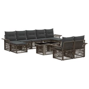 vidaXL Set Divano da Giardino 10 pz Grigio e Grigio Scuro polyrattan