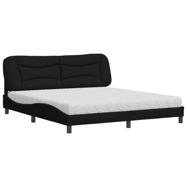 vidaXL Letto con Materasso Hvar Nero 180x200 cm in Tessuto