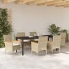 vidaXL Set da Pranzo per Giardino con cuscino 7 pcs Beige polyrattan