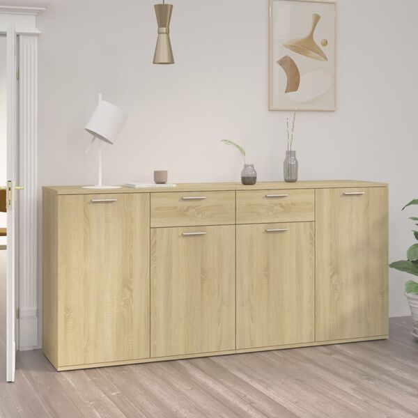 vidaXL Credenza Rovere Sonoma 160x36x75 cm in Legno Multistrato