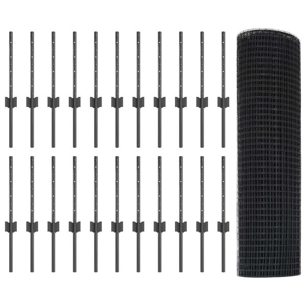 vidaXL Recinzione con Posto Grigio 0,4 x 50 m Acciaio e PVC