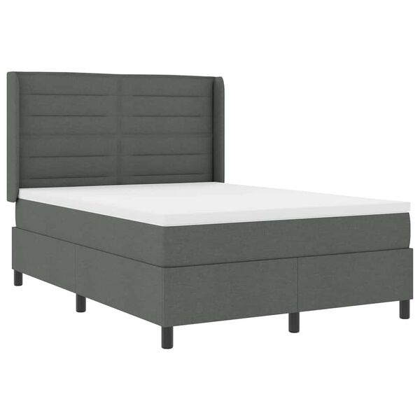 vidaXL Letto a molle con materasso Grigio scuro 140 x 190 cm Tessuto