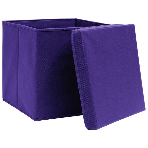 vidaXL Contenitori con Coperchi 4 pz 28x28x28 cm Viola