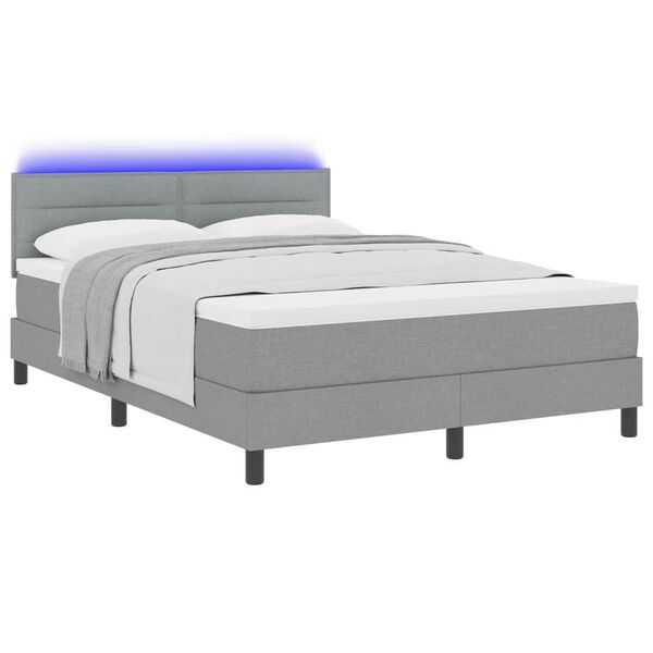 vidaXL Letto a molle con materasso Grigio chiaro 140 x 190 cm Tessuto