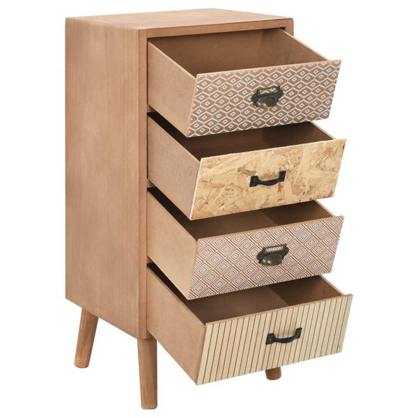 vidaXL Armadietto Laterale con 4 Cassetti Marrone 34,5x30x74,5 cm MDF