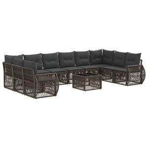 vidaXL Set Divano da Giardino 11 pz Grigio e Grigio Scuro polyrattan