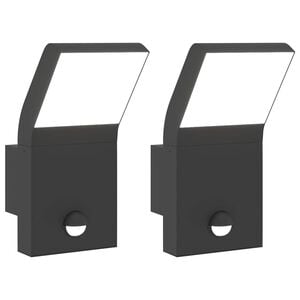 vidaXL Applique con LED e Sensore 2 pz Nere in Alluminio Pressofuso