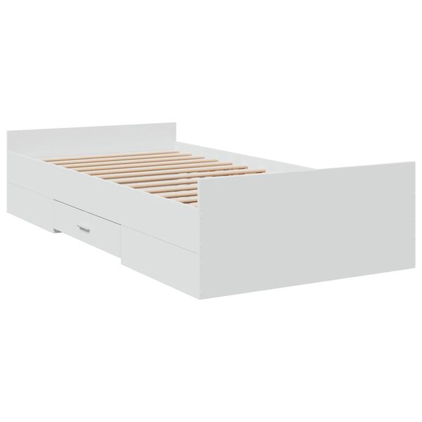 vidaXL Giroletto con Cassetti Bianco 90x190 cm in Legno Multistrato