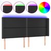 vidaXL Testiera a LED Nera 203x16x118/128 cm in Similpelle