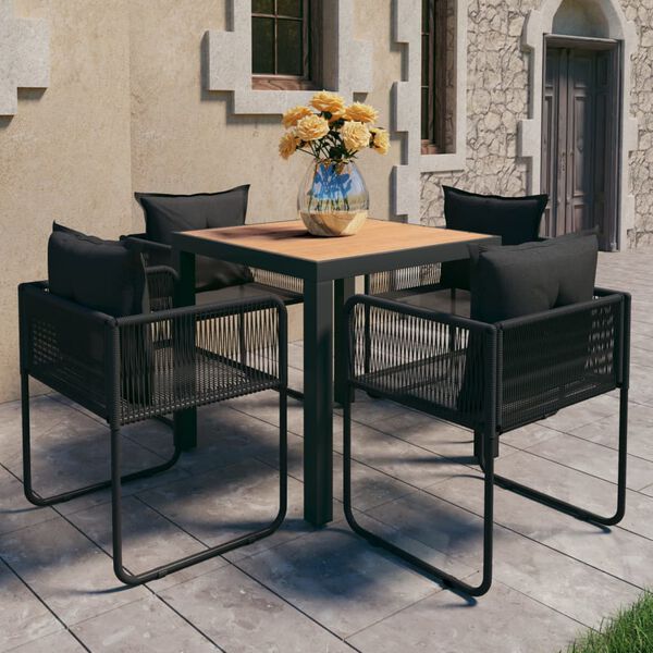 vidaXL Set da Pranzo da Giardino 5 pz in Rattan PVC Nero e Marrone