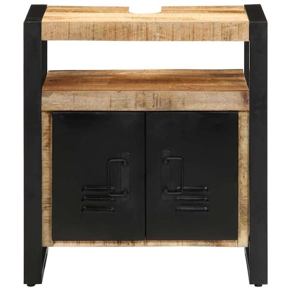 vidaXL Armadio da Bagno con porta Marrone Legno massello di mango